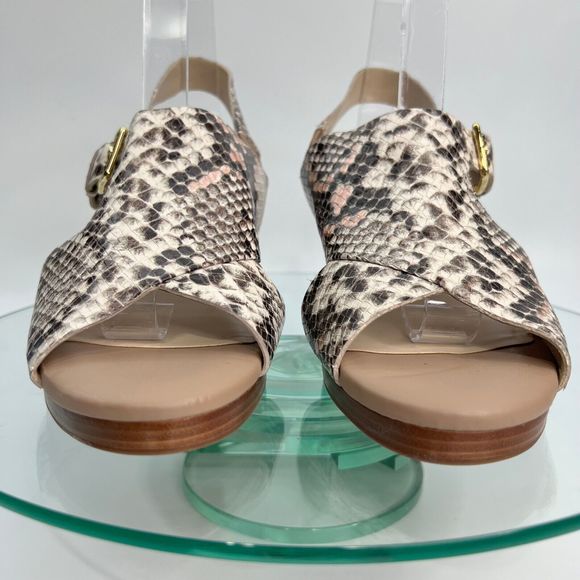 Cole Haan Philomina Sandal 8 B Leather Wedge Python Print - Picture 4 of 9